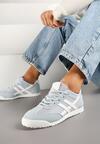 Jasnoniebieskie Płaskie Sneakersy Ozdobione Paskami Almi