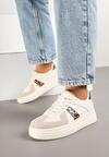 Beżowe Sznurowane Sneakersy na Grubej Podeszwie z Geometrycznym Motywem w Panterkę Melmi