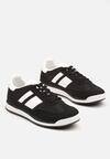 Czarne Sneakersy Tenisówki z Ozdobnymi Paskami Flormi