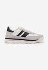 Biało-Czarne Sneakersy Tenisówki z Ozdobnymi Paskami Flormi