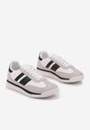 Biało-Czarne Sneakersy Tenisówki z Ozdobnymi Paskami Flormi