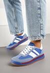 Niebieskie Sneakersy Tenisówki z Ozdobnymi Paskami Flormi