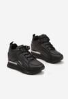 Czarne Sneakersy na Ukrytym Koturnie z Metalicznymi Wstawkami Lilesi