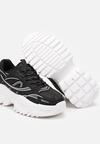 Czarne Sneakersy na Grubej Tłoczonej Podeszwie Ozdobione Paskami Arithra