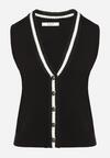 Czarna Sweterkowa Kamizelka z Wiskozą w Stylu Retro na Guziki Nalariae