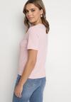 Różowy Wiskozowy T-shirt w Klasycznym Stylu Arivoria