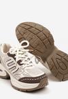 Beżowo-Brązowe Sneakersy na Grubej Tłoczonej Podeszwie z Geometrycznym Wzorem Deliorith