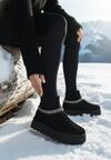Czarne Śniegowce na Grubej Podeszwie z Elastyczną Cholewką Nilevelia
