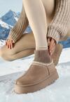 Ciemnobeżowe Śniegowce na Grubej Podeszwie z Elastyczną Cholewką Nilevelia