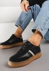 Czarne Sneakersy Tenisówki z Metalicznym Paskiem Hanalie