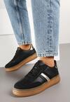 Czarne Sneakersy Tenisówki z Metalicznym Paskiem Hanalie