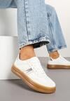 Białe Sneakersy Tenisówki z Metalicznym Paskiem Hanalie