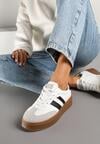 Biało-Czarne Sneakersy w Stylu Tenisówek z Geometrycznym Wzorem Avelresil