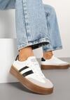 Biało-Czarne Sneakersy w Stylu Tenisówek z Geometrycznym Wzorem Avelresil