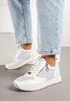 Białe Sneakersy z Ozdobnym Suwakiem i Skórzaną Wkładką Hanviera