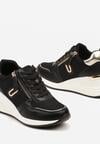 Czarne Sneakersy na Koturnie Zdobione Suwakiem Hanithiel