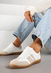 Beżowo-Białe Sneakersy Tenisówki z Ozdobnymi Paskami Danavin