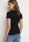 Czarny Bawełniany T-shirt z Metalicznym Napisem Xalaviel