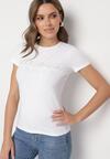 Biały Bawełniany T-shirt z Metalicznym Napisem Xalaviel