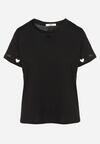 Czarny T-shirt z Bawełny z Motywem Serc Isvivis