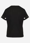 Czarny T-shirt z Bawełny z Motywem Serc Isvivis
