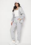 Szary Komplet Dresowy Bluza z Kapturem i Joggery Rerialda