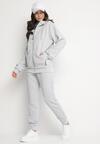 Szary Komplet Dresowy Bluza z Kapturem i Joggery Rerialda