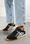 Czarne Sneakersy w Stylu Kultowych Tenisówek z Ozdobnymi Przeszyciami Vellexia