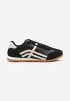 Czarne Sneakersy w Stylu Kultowych Tenisówek z Ozdobnymi Przeszyciami Vellexia