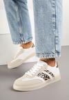 Beżowe Sneakersy Tenisówki z Geometrycznym Wzorem w Panterkę Eleamila