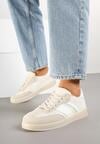 Beżowe Sneakersy Tenisówki z Geometrycznym Wzorem Eleamila