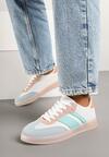 Biało-Niebieskie Sneakersy Tenisówki z Geometrycznym Wzorem Eleamila