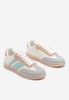 Biało-Niebieskie Sneakersy Tenisówki z Geometrycznym Wzorem Eleamila