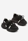 Czarne Buty Sportowe Sneakersy na Grubej Podeszwie z Napisem Emresia