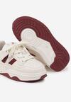 Beżowo-Czerwone Buty Sportowe Sneakersy na Platformie z Paskami Grelresil