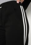 Czarne Szerokie Spodnie Dresowe z Wiskozą Ozdobione Sznurkiem i Lampasami Fenila