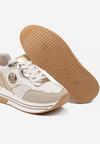 Beżowe Sneakersy na Grubej Podeszwie z Metalicznymi Wstawkami Gonnith