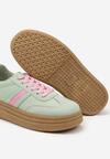 Jasnozielone Sneakersy na Platformie w Stylu Kultowych Tenisówek Gonoriel