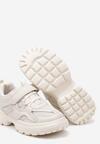 Beżowe Buty Sportowe Sneakersy ze Skórzaną Wkładką z Geometrycznym Wzorem Fonithea