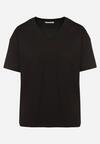 Czarny T-shirt z Trójkątnym Dekoltem Foniriela