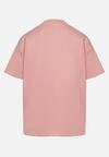 Różowy T-shirt z Trójkątnym Dekoltem Foniriela