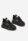 Czarne Buty Sportowe Sneakersy ze Skórzaną Wkładką Ozdobione Tłoczeniem Fonorwin