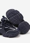 Granatowe Buty Sportowe Sneakersy ze Skórzaną Wkładką i Napisem Rivreti