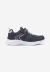 Granatowe Buty Sportowe Sneakersy z Napisem i Geometrycznym Wzorem Iloniel