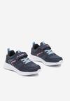Granatowe Buty Sportowe Sneakersy z Napisem i Geometrycznym Wzorem Iloniel