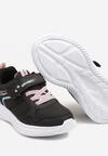 Czarne Buty Sportowe Sneakersy Ozdobione Paskami i Napisem Araleina