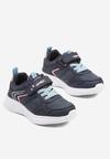 Granatowe Buty Sportowe Sneakersy Ozdobione Paskami i Napisem Araleina