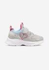 Szaro-Niebieskie Buty Sportowe Sneakersy z Ozdobnym Sercem i Napisem Cilaila