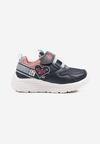 Granatowo-Różowe Buty Sportowe Sneakersy z Sercem i Napisem Aralineis