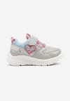 Szaro-Niebieskie Buty Sportowe Sneakersy z Sercem i Napisem Aralineis